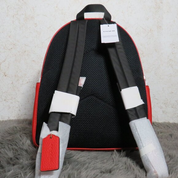 Coach Signature Court Backpack (Denim/Bold Red) - Picture 3 of 6